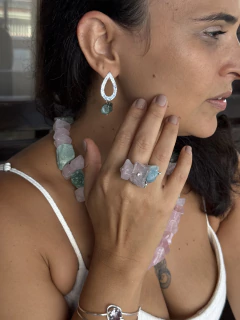 ANEL ARTESANAL BERLOQUE PEDRAS NATURAIS - PRATA 925 - loja online