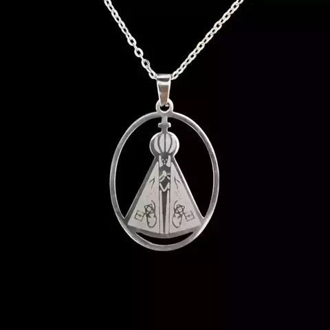Colar de Nossa Senhora Aparecida - Corrente e pingente Inox Nossa Senhora