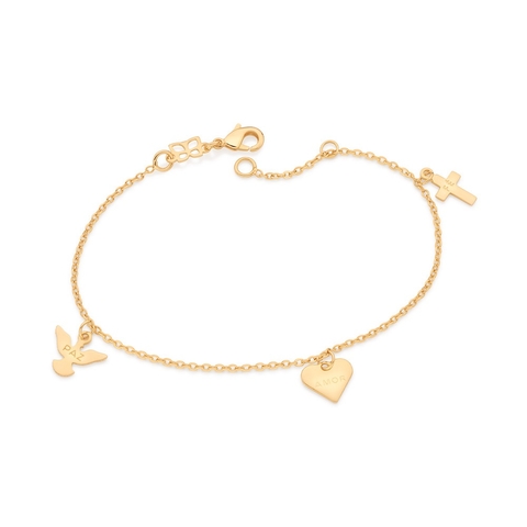 pulseira rommanel folheado a ouro corrente de elo cadeado com pingentes - 552041