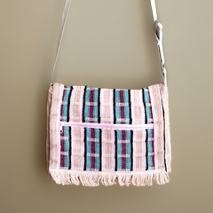 Bolsa carteiro tear azul e roxo | COISAS DA DIXIE