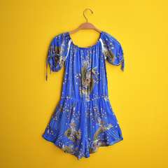 Macaquinho azul floral - loja online