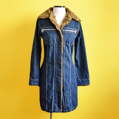 Sobretudo jeans peluciado vintage