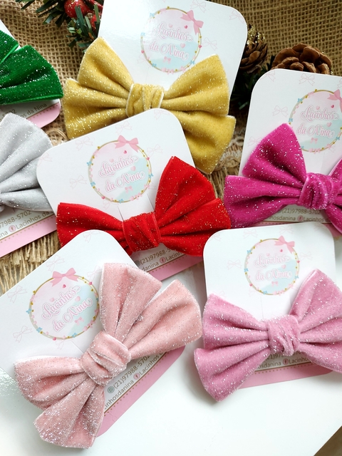 Laço veludo Glitter