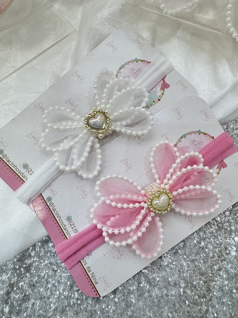 Laço Organza Pérolas