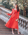 Vestido Mídi Saia Plissada Divina Pele