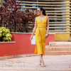 Vestido Canelado Mostarda Lily Belle - comprar online
