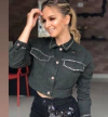 Jaqueta Jeans Cropped Verde Bebela
