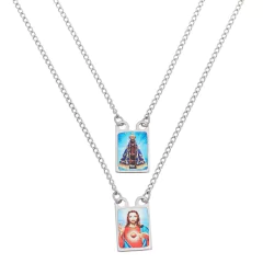 Escapulário de Nossa Senhora Aparecida em inox colorido a laser