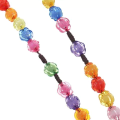 Terço com contas de rosas coloridas - MÃE RAINHA ARTIGOS RELIGIOSOS
