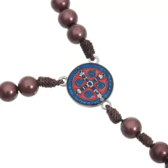 Terço de São Bento pérola - Marrom 8mm - MÃE RAINHA ARTIGOS RELIGIOSOS