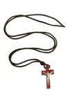 Cordão Cruz com Cristo de Pau Brasil