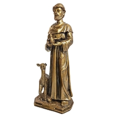 Imagem de São Francisco Com Animal de Mármore Com Pintura Em Bronze - 42 cm
