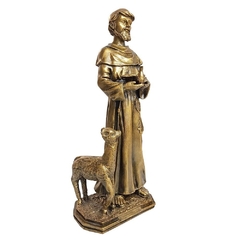 Imagem de São Francisco Com Animal de Mármore Com Pintura Em Bronze - 42 cm - MÃE RAINHA ARTIGOS RELIGIOSOS