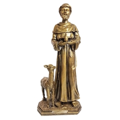 Imagem de São Francisco Com Animal de Mármore Com Pintura Em Bronze - 42 cm - comprar online