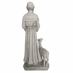Imagem de São Francisco de Assis com Cervo em Mármore - 42cm - MÃE RAINHA ARTIGOS RELIGIOSOS