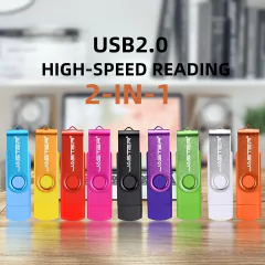 Imagem do USB Flash Drive OTG Pen Drive 64gb 32gb USB Stick 16gb Rotatab Para Android Micr