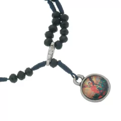 Terço de São Miguel para pulso - Cristal Preto - comprar online