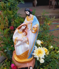 Presépio pintado 19cm - rosa com azul