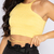 Cropped Top Assimétrico com Rolotê Malha Viscoflex - Amarelo - comprar online