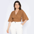 Cropped laise algodão transpassado mostarda Brenda - comprar online