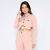 Jaqueta Cropped Sarja Alfaiataria rosa hawaí Isabelly - loja online