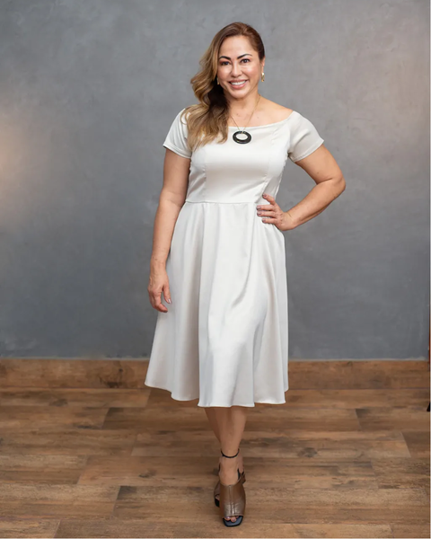 Vestido Mid Ombro a Ombro - Estilo Vintage - comprar online