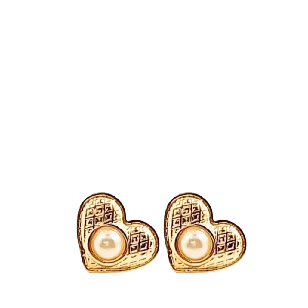 Aros corazón con perla central