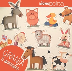 IMANTADOS-HABLEMOS DE ANIMALES DE LA GRANJA,set de 11 figuras en CAJA CRISTALa