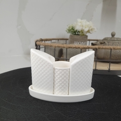 SET DE SAL - PIM Y PALILLERO ROMBOS CON BANDEJA 12 X 8 CM