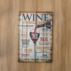 CARTEL MADERA 40X60 WINE AROUND THE WORD