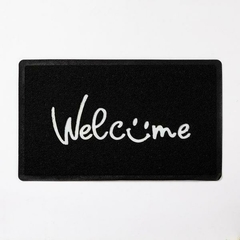 FELPUDO DE GOMA NEGRO 45X75 WELCOME SMILE