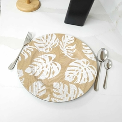 SET X4 PLATO DE SITIO HOJA MONSTERA - comprar online