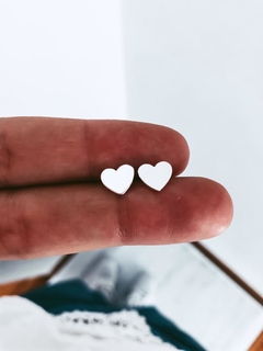 AROS MINI CORAZONES LISOS ACERO BLANCO