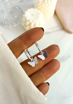 AROS ARGOLLITAS MARIPOSA 3D ACERO BLANCO - comprar online