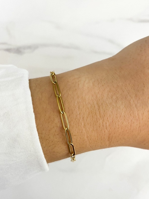 PULSERA ESLABON FINO ACERO DORADO