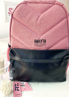 MOCHILA AMAYRA ROSA Y NEGRO - comprar online