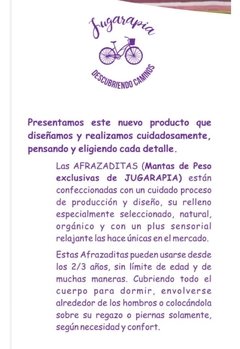 Imagen de MANTA DE PESO SENSORIAL . AFRAZADITAS, UN ABRAZO HECHO FRAZADITA (aromaterapia RELAX)