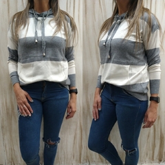 SWEATERS TIPO BUZOS DE BREMER GRIS C/BLANCO
