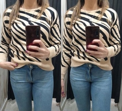 SWEATERS CEBRA ABRIGADITOS BEIGE/NEGRO