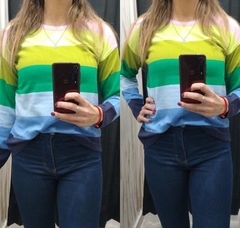 SWEATERS DE BREMER RAYADOS COMBINADOS VERDE/AZULES