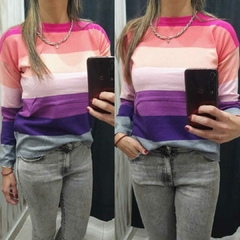 SWEATERS DE BREMER RAYADOS CUELLO FUCSIA