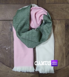 Ruanas rosa, con verde militar y crema