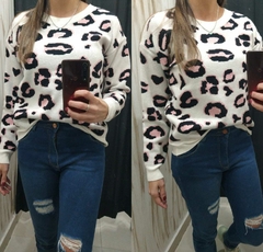 SWEATERS PRINT BLANCO C/ROSA