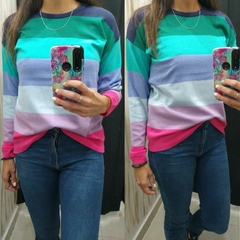 SWEATERS MULTICOLOR CUELLO AZUL