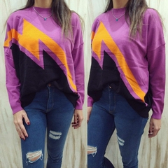 SWEATERS LONDON VIOLETA/NARANJA