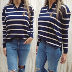 SWEATERS DE BREMER CON CUELLO AZUL/BEIGE