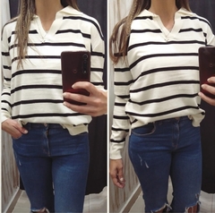 SWEATERS DE BREMER CON CUELLO BLANCO/NEGRO