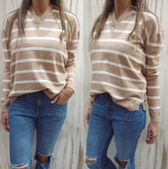 SWEATERS DE BREMER CON CUELLO BEIGE/BLANCO
