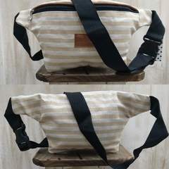 RIÑONERAS LONA RAYADA BEIGE/CRUDO