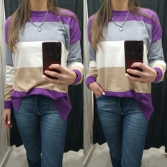 SWEATERS DE BREMER VIOLETA/BEIGE/NEGRO